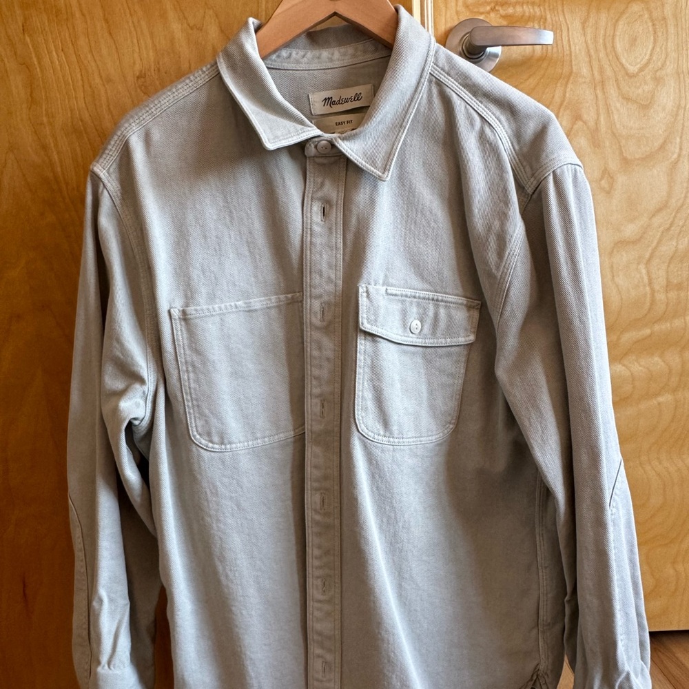 Madewell Men’s Overshirt - Tan/Cream, Size M
